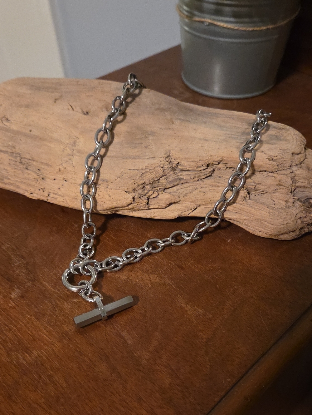 VALENTINE ROUGE Silver Toggle Chain Necklace
